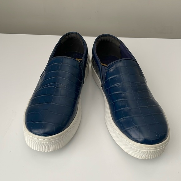 Sam Edelman Lacey Platform Sneaker Womens Size 7 Slip-On Blue Croc Embossed - Picture 1 of 9